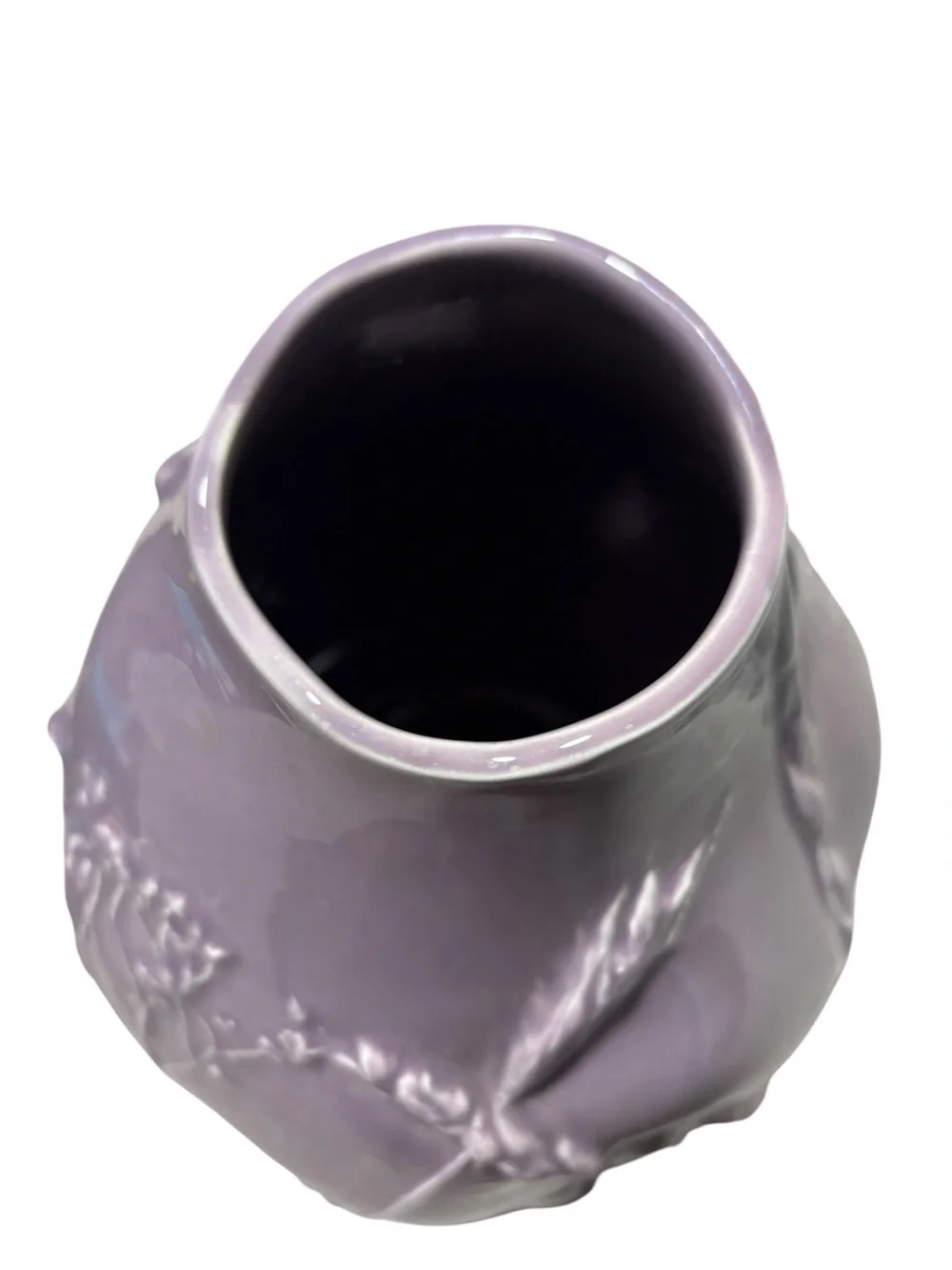 Anthropologie large rare & retired Lavender botanical Textured ceramic Vase